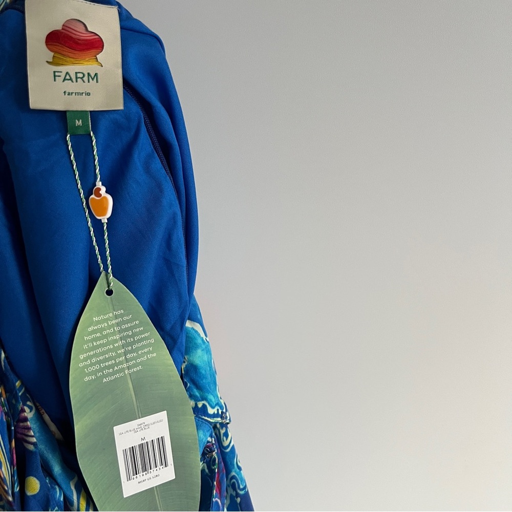 FARM Rio Blue Sea Life Sleeveless Maxi Dress Size Medium NWT - Picture 14 of 16